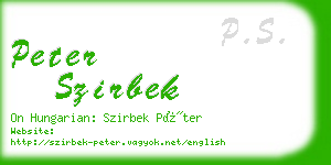 peter szirbek business card